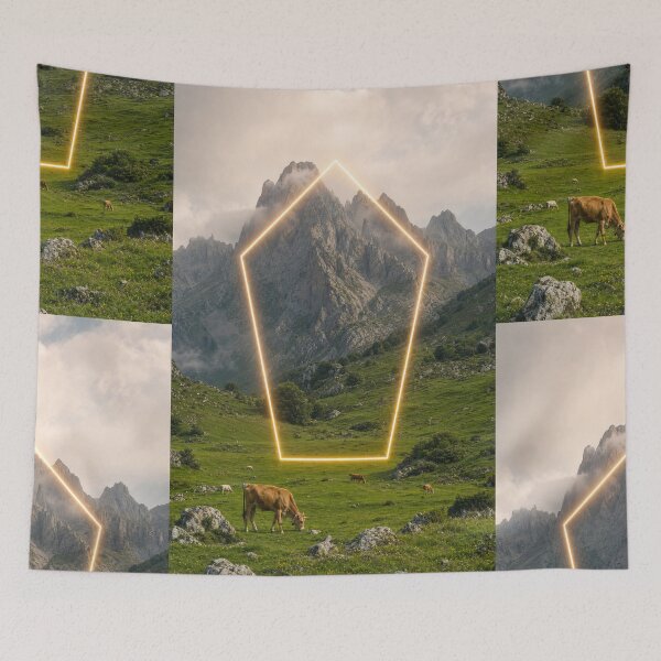 Item preview, Glowing Neon Pentagon Over Alpine Mountain Pasture designed and sold by monkeybusiness.pt.