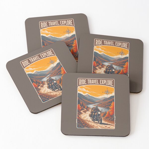 Item preview, Ride Travel Explore Motorcycle Adventure Bike Rider Sticker TShirt 06 designed and sold by OuterShellUK.
