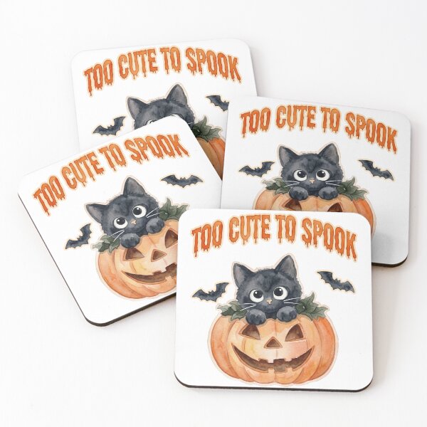 Item preview, Too Cute To Spook Watercolor Black Cat Pumpkin designed and sold by PawtopiaArt.