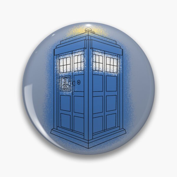 Aperçu de l'œuvre Dessin au trait inspiré du TARDIS de Doctor Who (bleu, blanc et jaune) créée et vendue par Burnt_Pikachu.