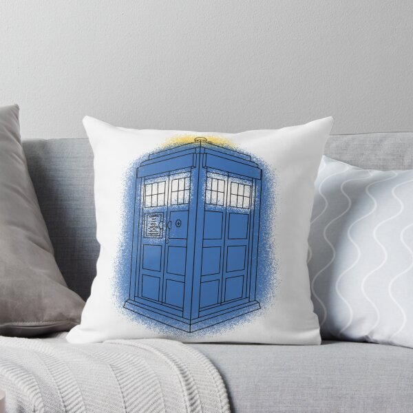 Artikelvorschau, TARDIS Dr. Who inspirierte Strichzeichnung (Blau, Weiß & Gelb) entworfen und verkauft von Burnt_Pikachu.