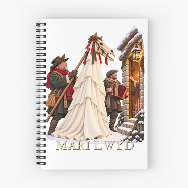 Aperçu de l'œuvre Mari Lwyd — Art du patrimoine de la tradition populaire d'hiver galloise créée et vendue par Larkfound Studio.
