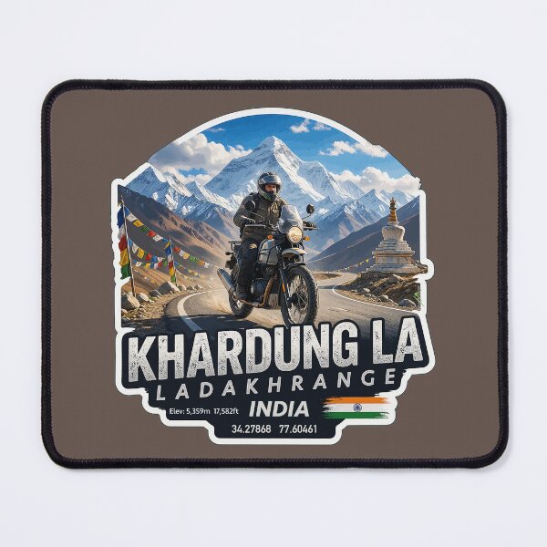 Item preview, Khardung La India Ladakh Range Motorcycle Sticker TShirt 03 designed and sold by OuterShellUK.