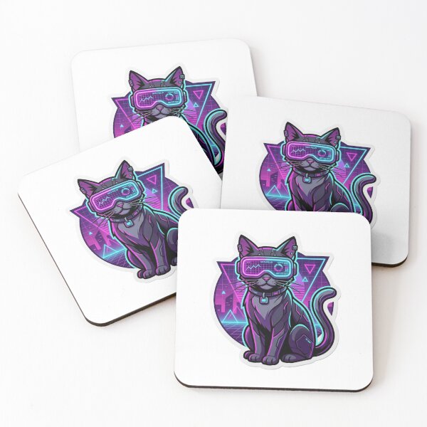 Item preview, Cyberpunk VR Cat - Y2K Synthwave Neon Gamer Sticker designed and sold by ravyin.