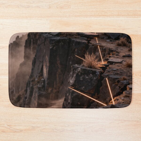 Item preview, Glowing Neon Diamond Above Misty Cliffside Ruins designed and sold by monkeybusiness.pt.