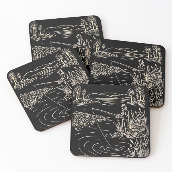 Item preview, The Lonely Angler – Vintage Fishing Line Art designed and sold by Stefanrajzer.