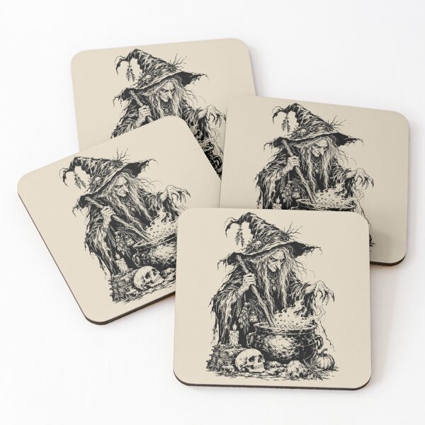 Item preview, Sinister Crone Witch Stirring a Bubbling Cauldron designed and sold by bapupa.
