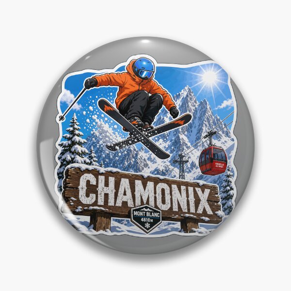 Item preview, Chamonix Mont Blanc Ski France Skiing Alps Sticker T-Shirt 03 designed and sold by OuterShellUK.