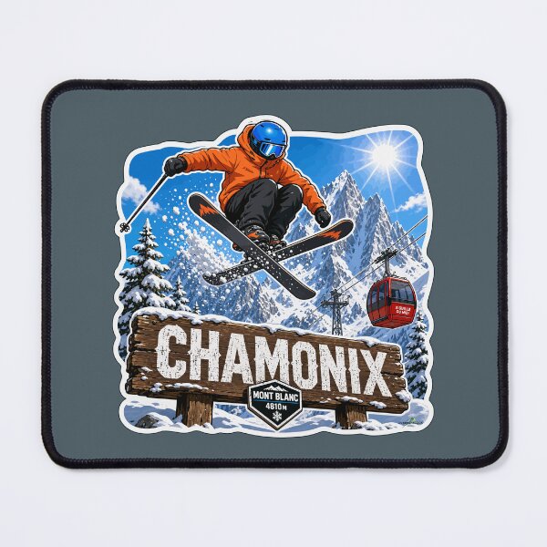 Artikelvorschau, Chamonix Mont Blanc Ski Frankreich Skifahren Alpen Aufkleber T-Shirt 03 entworfen und verkauft von OuterShellUK.