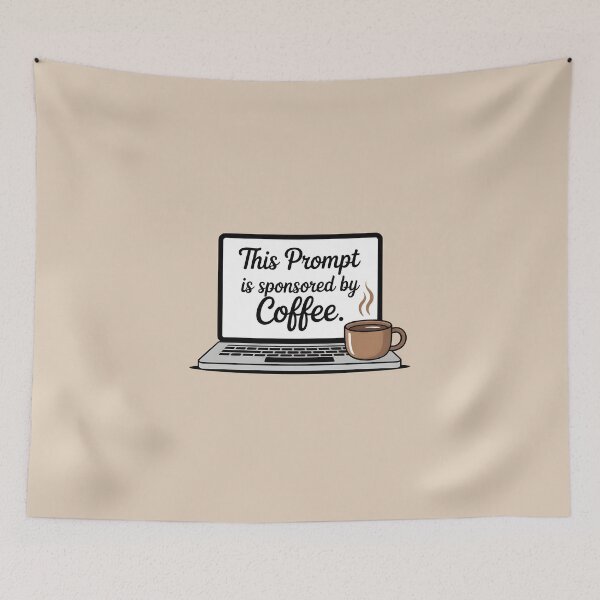 Item preview, This Prompt Is Sponsored by Coffee – Funny AI Coffee Humor designed and sold by Jollys-ArtShop.