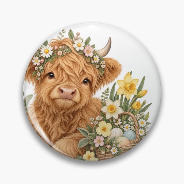 Item preview, Spring Highland Cow with Flowers – Cottagecore Easter Illustration designed and sold by Little Storybook Studio.