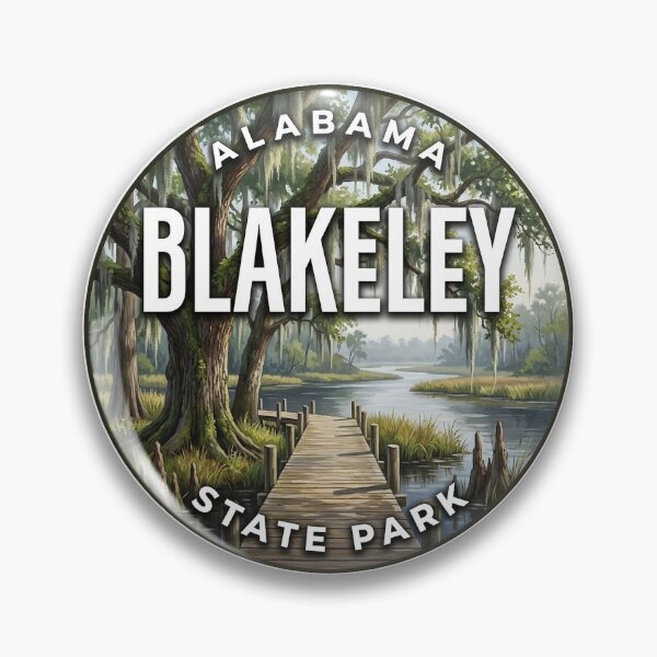 Artikelvorschau, Historischer Blakeley State Park Alabama Runder Reiseausweis Aufkleber entworfen und verkauft von DetourDgn.
