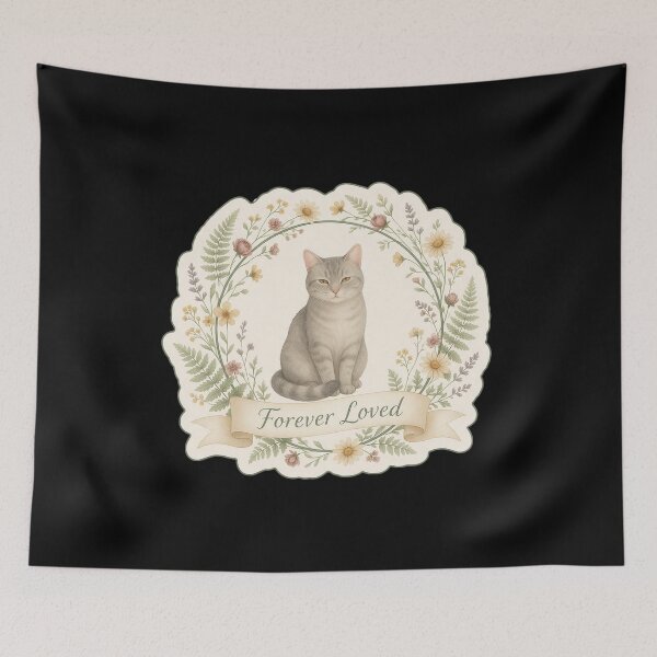 Item preview, Cat Memorial Floral Wreath — Forever Loved designed and sold by TheCalmEdit.
