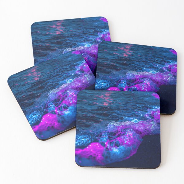 Item preview, Bioluminescent Pink Foam On Dark Ocean Shoreline designed and sold by monkeybusiness.pt.
