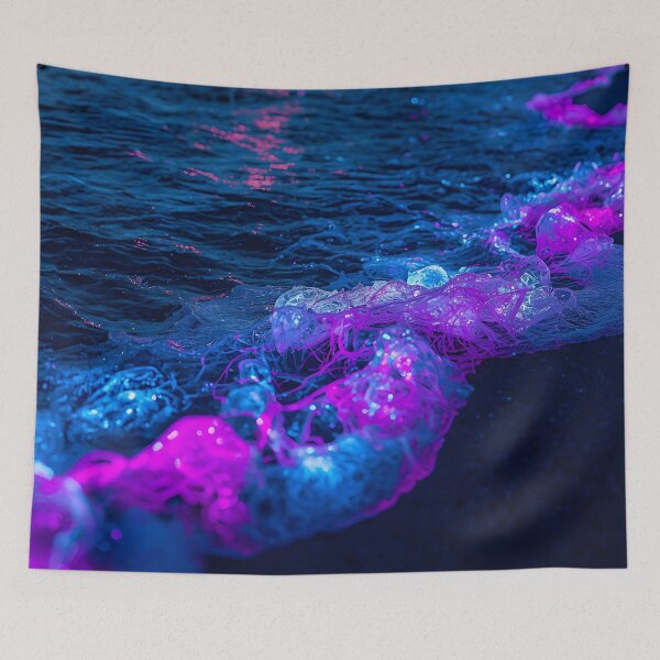 Item preview, Bioluminescent Pink Foam On Dark Ocean Shoreline designed and sold by monkeybusiness.pt.