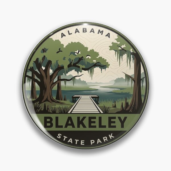 Artikelvorschau, Historischer Blakeley State Park Alabama Vintage Parkplakettenaufkleber entworfen und verkauft von DetourDgn.