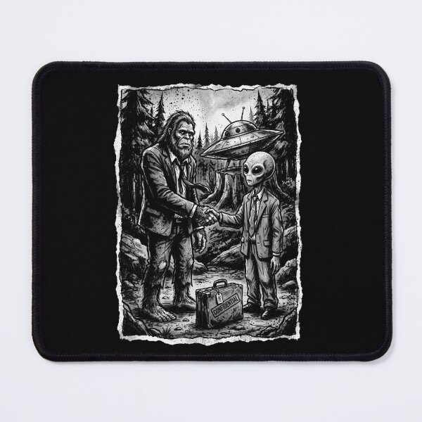 Item preview, Bigfoot Alien Secret Meeting Cryptozoology Extraterrestrial Conspiracy designed and sold by FolkGraphics.