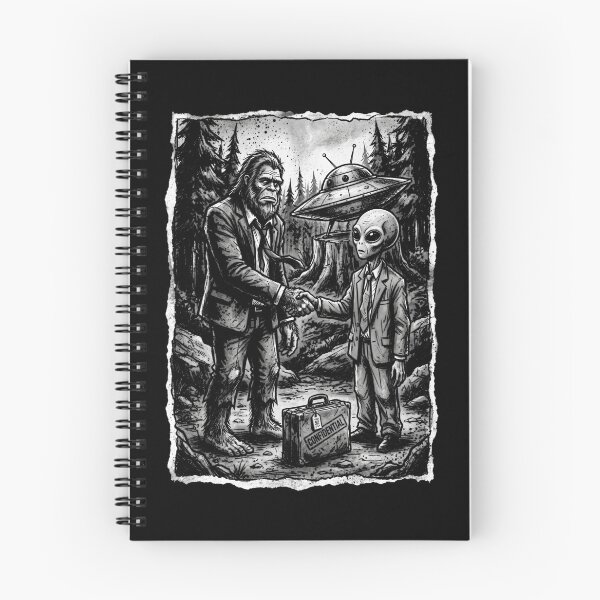 Item preview, Bigfoot Alien Secret Meeting Cryptozoology Extraterrestrial Conspiracy designed and sold by FolkGraphics.