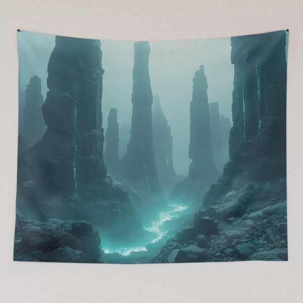 Item preview, Glowing Cyan River In Ancient Alien Mineral Basin designed and sold by monkeybusiness.pt.