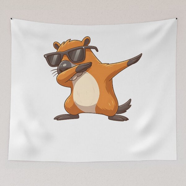 Item preview, Cute Capybara Dabbing With Sunglasses designed and sold by Kyrakita-art.