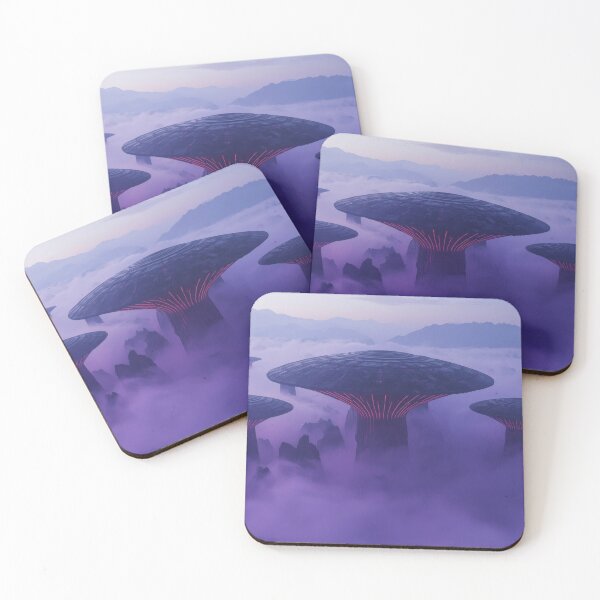 Item preview, Futuristic Megastructures Rising Above Purple Cloud Sea designed and sold by monkeybusiness.pt.