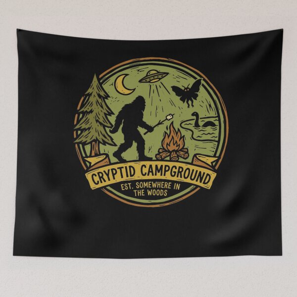 Item preview, Cryptid Campground Est. Somewhere In The Woods Paranormal Cryptid Hunter Camping designed and sold by FolkGraphics.