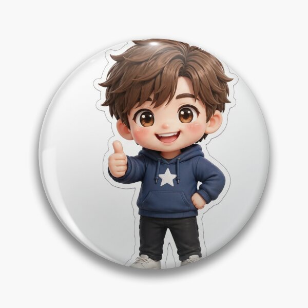 Artikelvorschau, Niedlicher Chibi-Junge winkt Hallo Kawaii 3D-Aufkleber entworfen und verkauft von SK design 55.