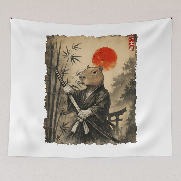Item preview, Cute Japanese Capybara Samurai art designed and sold by Kyrakita-art.