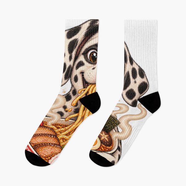 Artikelvorschau, Dalmatian Ramen Dog – Funny Spotted Noodle Thief Design entworfen und verkauft von GrimCuteStudio.