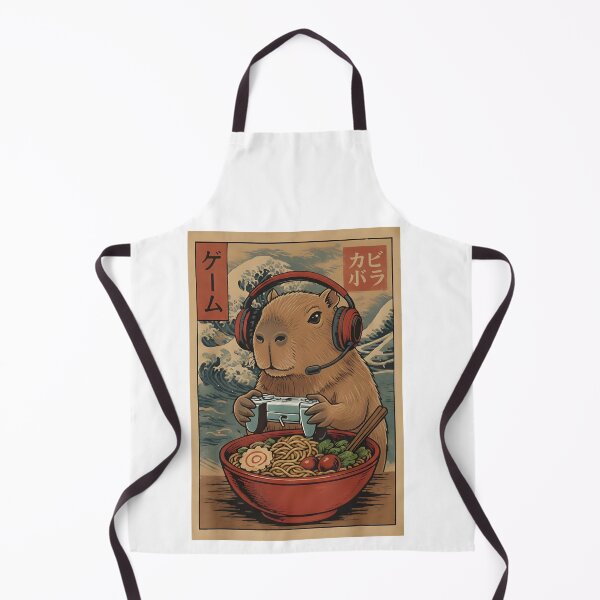 Item preview, Cute Gamer Capybara Eating Ramen designed and sold by Kyrakita-art.