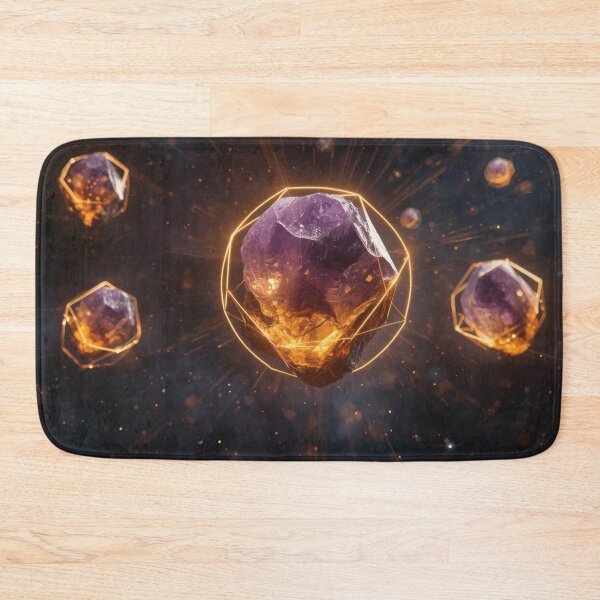Item preview, Floating Amethyst Crystals In Golden Geometric Cages designed and sold by monkeybusiness.pt.