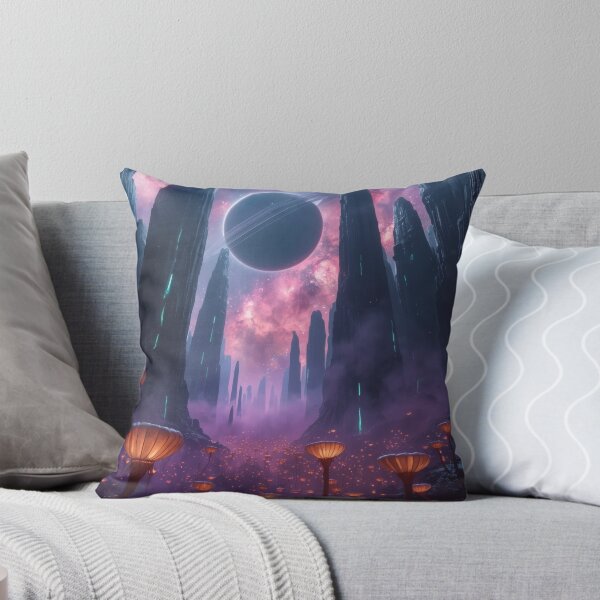 Item preview, Ringed Planet Above Glowing Alien Canyon Flora designed and sold by monkeybusiness.pt.