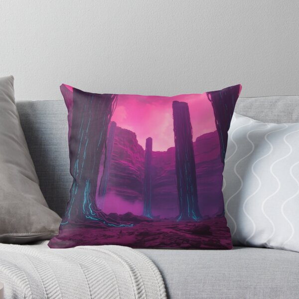 Item preview, Glowing Cyan Veined Pillars In Crimson Alien Canyon designed and sold by monkeybusiness.pt.