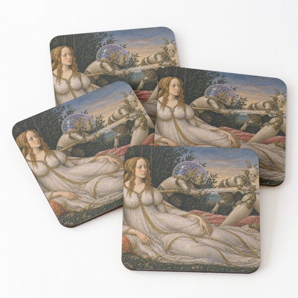 Item preview, Venus and Mars AI Love Story Cyber Renaissance Art Print designed and sold by DMarquiseArt.