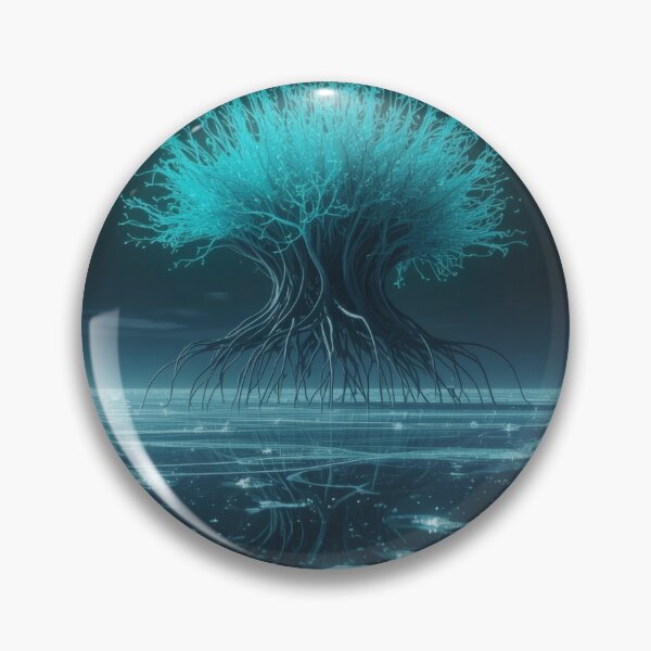 Item preview, Bioluminescent Cyan Tree On Reflective Alien Ocean designed and sold by monkeybusiness.pt.