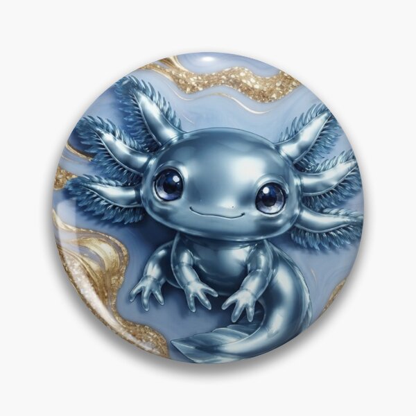 Item preview, Blue axolotl on golden marbling designed and sold by Axokris.