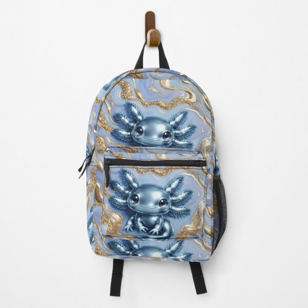 Item preview, Blue axolotl on golden marbling designed and sold by Axokris.