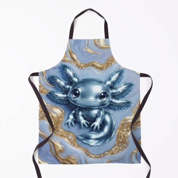 Item preview, Blue axolotl on golden marbling designed and sold by Axokris.