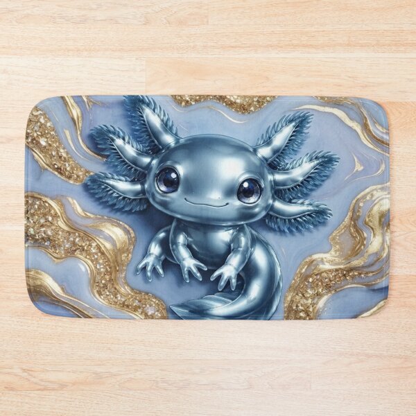 Item preview, Blue axolotl on golden marbling designed and sold by Axokris.