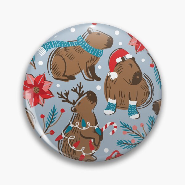 Item preview, Capy Merry Christmas - blue cute happy capybaras festive animals designed and sold by SelmaCardoso.
