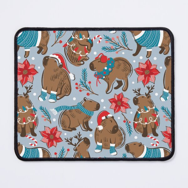 Item preview, Capy Merry Christmas - blue cute happy capybaras festive animals designed and sold by SelmaCardoso.