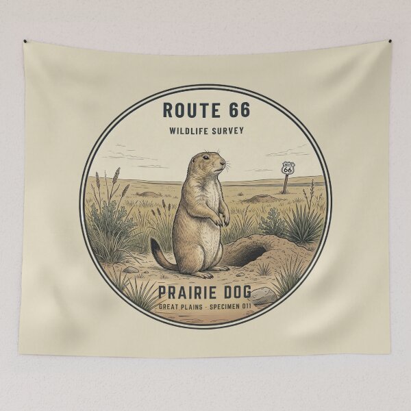 Item preview, Prairie Dog Route 66 Wildlife Badge Great Plains Art designed and sold by CalmCapy Co.