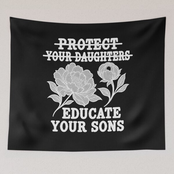 Item preview, Educate Your Sons Feminist Botanical Peony Flower Art designed and sold by CarlaKaise.