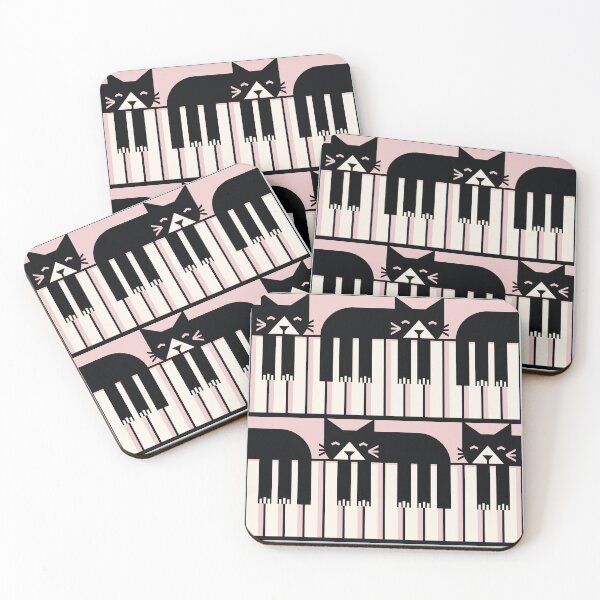 Item preview, Piano musical cat - black natural white and pastel pink designed and sold by SelmaCardoso.