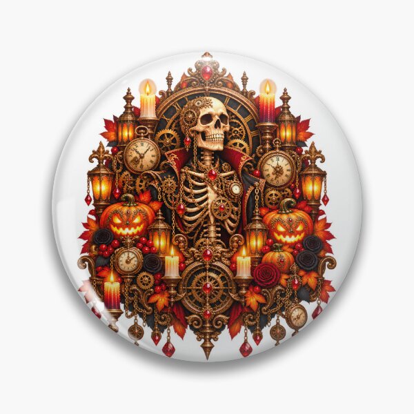 Item preview, Gilded Clockwork Skeleton Crest – Victorian Halloween designed and sold by Clothes With Smiling Animals Walt Gral.