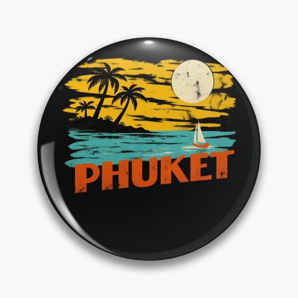 Item preview, Phuket Thailand Vintage Palm Trees Beach Summer Vacation Art designed and sold by CarlaKaise.