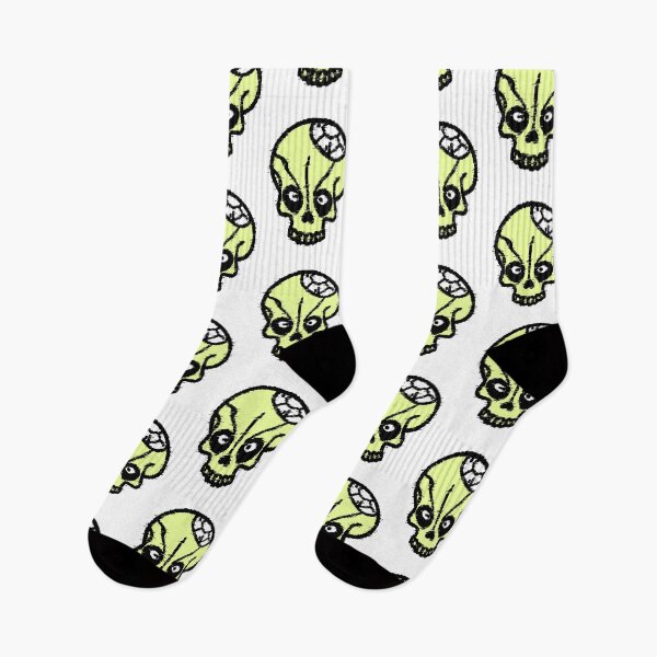 Artikelvorschau, Gelber Glitch-Schädel – Verzerrter Schädel im Vintage-Horror-Stil entworfen und verkauft von AstronautMerch.