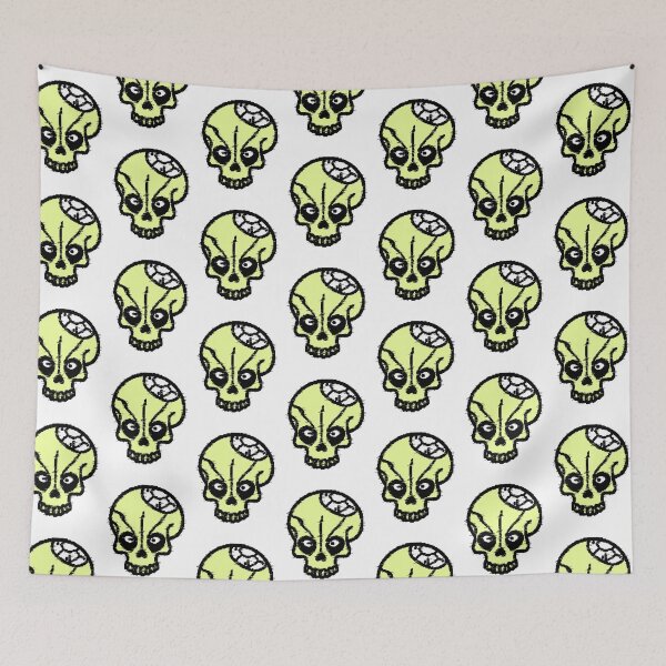 Aperçu de l'œuvre Crâne jaune glitch - Crâne déformé, horreur vintage créée et vendue par AstronautMerch.