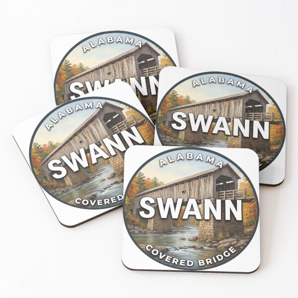 Item preview, Swann Covered Bridge Alabama Round Travel Badge Sticker designed and sold by DetourDgn.