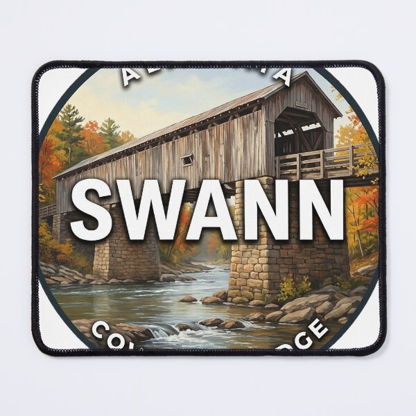 Item preview, Swann Covered Bridge Alabama Round Travel Badge Sticker designed and sold by DetourDgn.